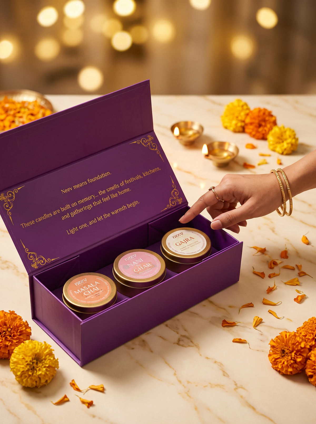 Ghar - Festive Candle Gift Set (Cozy & Tender Trio)